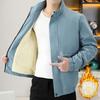 Men's Coat with Plush Jacket, Loose Stand Collar, Thickened Cotton Coat, Young Fashionable Lamb Velvet Warm and Handsome Casual Top