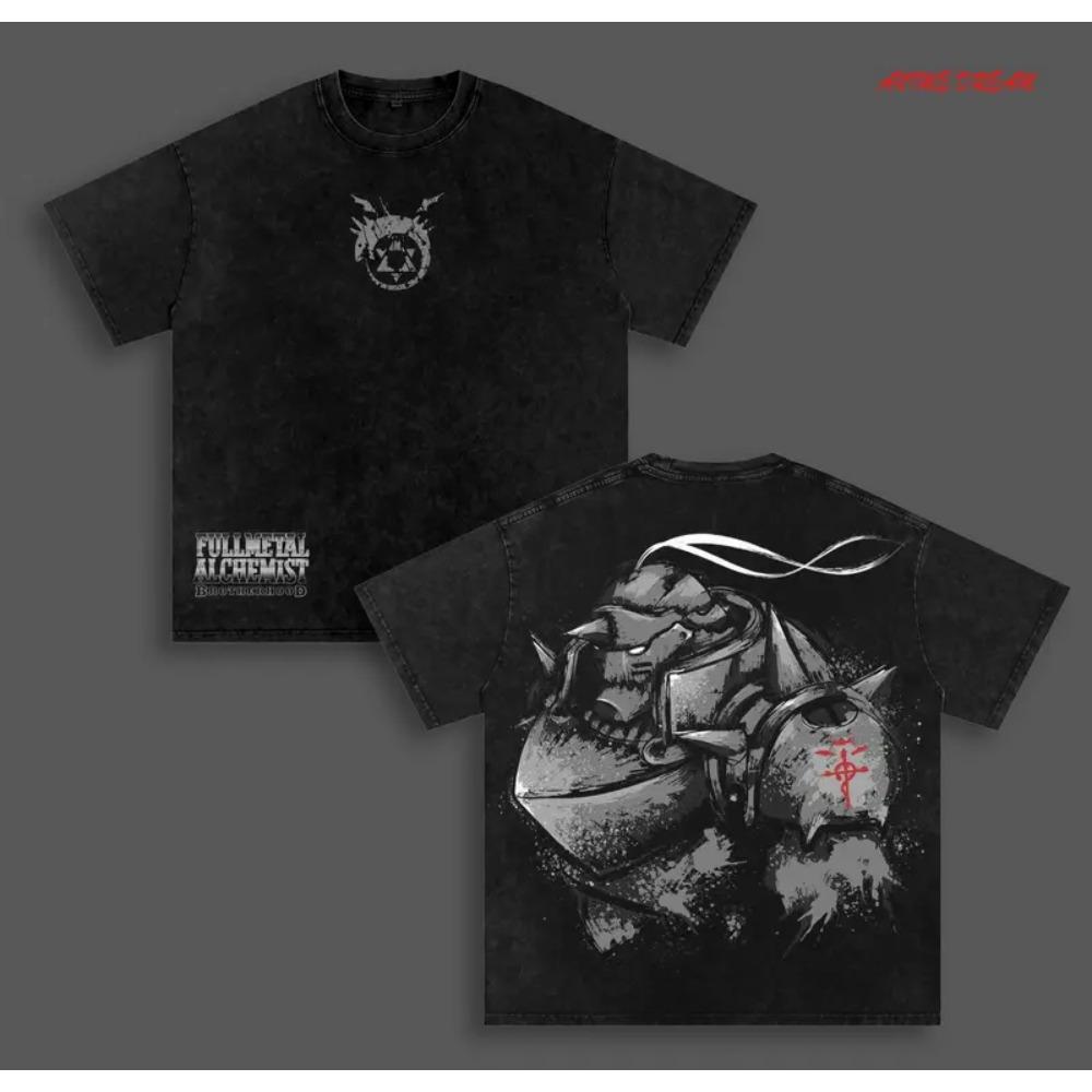 Fullmetal Alchemist Рой Мустанг Аниме Принт Футболка Мужская Женская Короткий Рукав Одежда Стирка Хлопок Уличная Одежда Винтаж Повседневная Футболка