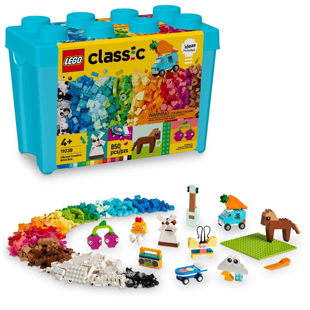 LEGO Классический яркий креативный набор для творчества, игрушки для сенсорных игрушек для детей, креативный конструктор с самолетом и многим другим, подарок на день рождения для ребенка 4 лет