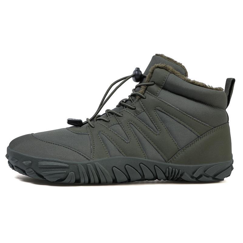 2024 уличные зимние ботинки мужские новые зимние нескользящие водонепроницаемые бархатные теплые хлопковые ботинки женские босоножки на толстой подошве с пятью пальцами