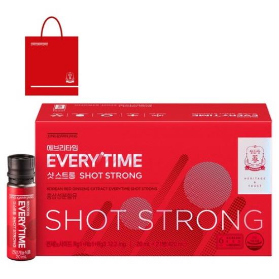 CheongKwanJang Everytime Shot Strong Korean Red Ginseng Drink 21 Bottles + Gift Shopping Bag