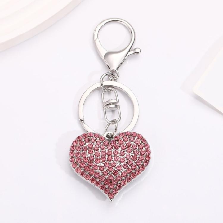 Stylish Heart Keychain Rhinestones Highlighted Charm Corrosion Resistant Key Chain for Keys or Bag Decoration