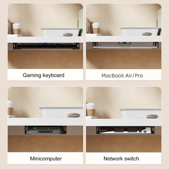 3Pcs Under-Desk Laptop Storage Mount Strong Load-bearing High Stability Easy Installation Laptop Holder Notebook Storage Organizer