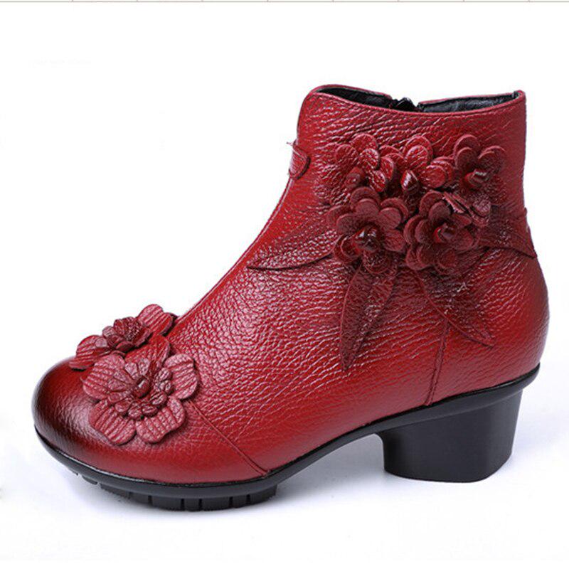 Женские ботинки из натуральной кожи в винтажном стиле