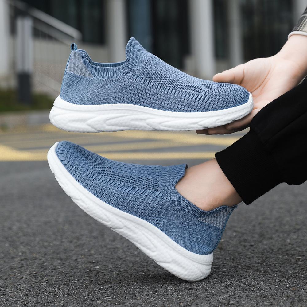 Обувь Мужская 2024 Новая повседневная обувь Кроссовки для бега Flying Weaving Кроссовки с мягкой подошвой Трендовые кроссовки Lazy Shoes One-pedal Single Sneakers
