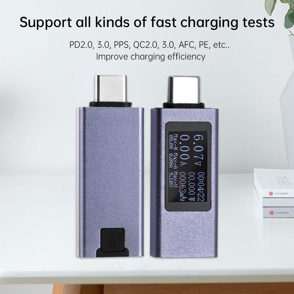 DC4-30V вольтметр амперметр тип-C тестер цифровой дисплей ток напряжение тестер мощность электрическая энергия емкость синхронизация 6в1 тестер