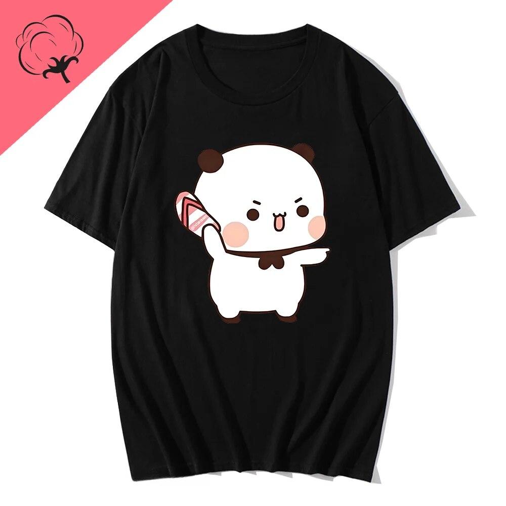 Милый Бубу бросает шлепанцы в Дуду, так как он дразнит Бубу Футболки с медведем Футболка Kawaii WoУнисекс Одежда Топы унисекс Футболки с рисунком