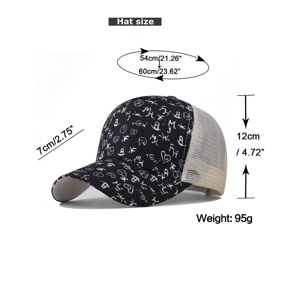 Graffiti Print Mesh Trucker Hat for Men Women, Breathable Adjustable Baseball Cap