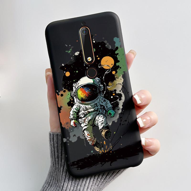 Cute Case For Nokia 6.1/Nokia 6.1 Plus/Nokia X6/Nokia6 Capa Printing Shell Protective Cover Soft Silicone Cartoon Black Casing