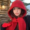 Autumn and Winter Women's Beanies Hat Scarf One-piece Thickened Warm Neck Protection Winter Accessories Knitted Law