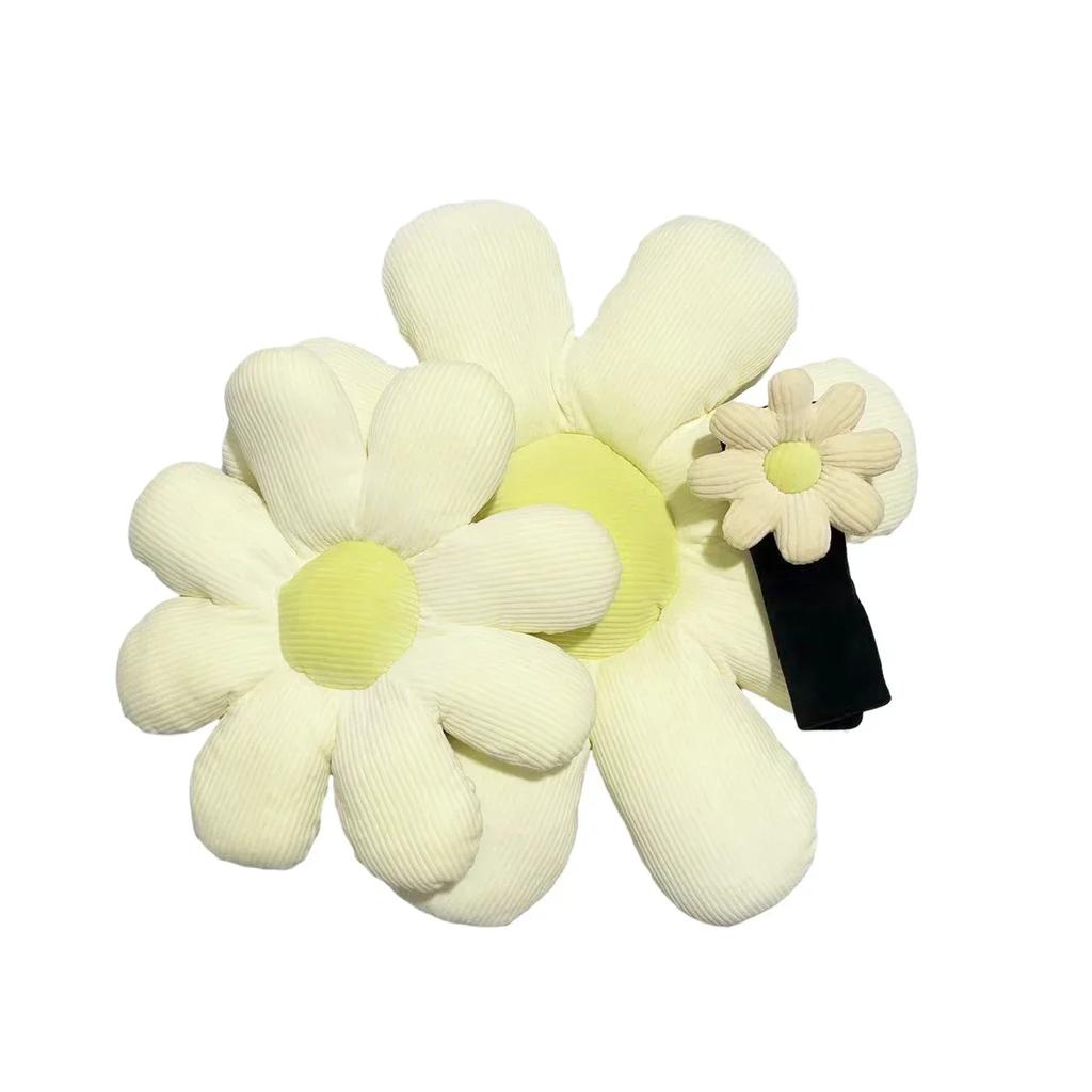 Cute Flower Car Neck Pillow Cushion Soft Car Headrest Waist Pillow Safety Seat Belt Shoulder Pad Car Accessories for Girls Women
