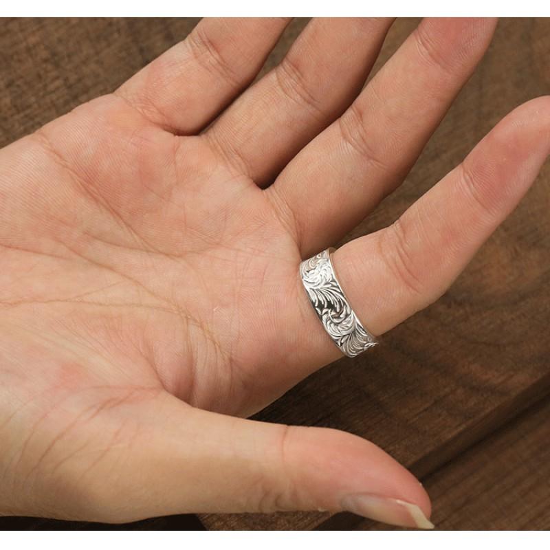 Handcrafted Vintage Floral Ring With Rose Motif Scrollwork Design Adjustable Plated Unisex Jewelry