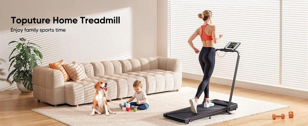 2026 Treadmill TP4 4in1 Faltbares Laufband, 12km/h, 9% Neigung, 2,5 PS Motor, Fernbedienung & LED Display, Platzsparend for Home & Office