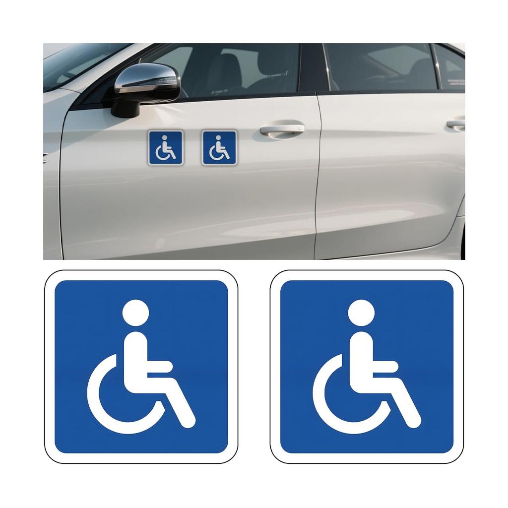 2PCS 3.94 Inch Reflective Handicap Parking Signs, Square