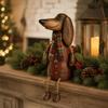 Vintage Dackel Figur Rustikale Bauernhaus Weihnachts Hund Dekoration Dackel Regal Sitzer Winter