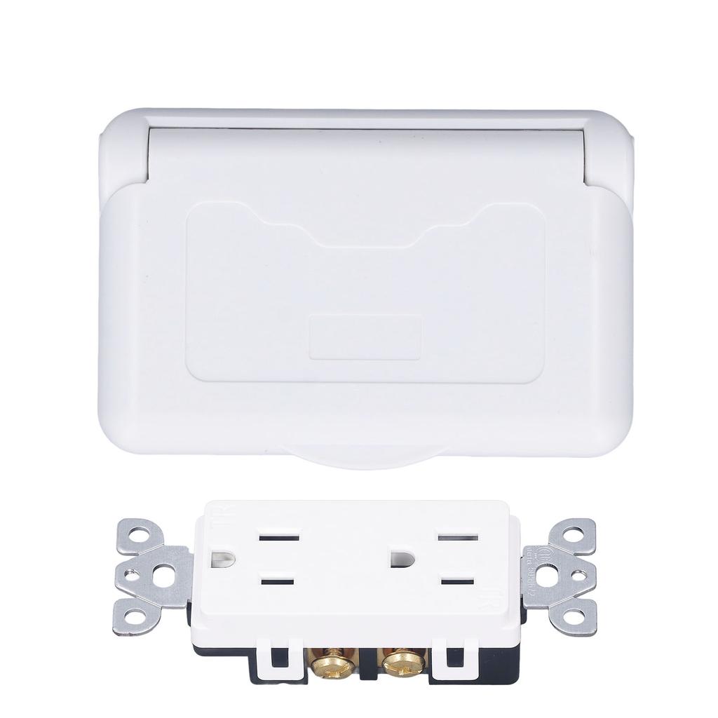 Weatherproof Outlet with Cover US Standard Power Socket Outdoor RV Electrical Receptacle 15A 125VAC