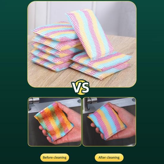 20 шт., кухонные губки-скрабы из микрофибры, сверхмощные чистящие подушечки двойного действия, многоразовые антипригарные, нецарапающиеся, бытовая чистящая тряпка