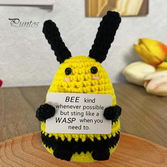 Позитивная вязаная крючком кукла-животное с поощрительной открыткой, эмоциональная поддержка, ручная вязка, утка, цыпленок, пчела, украшение, украшение для детей и взрослых, снятие стресса