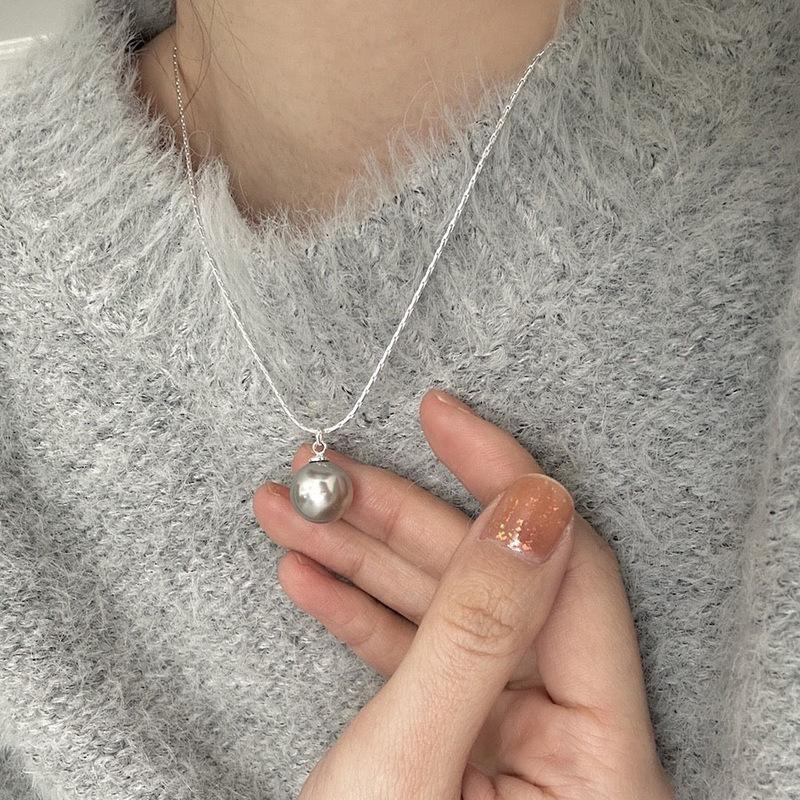 Модное ожерелье с кулоном из серебра 925 пробы с жемчугом и тонкой цепочкой для женщин и девушек