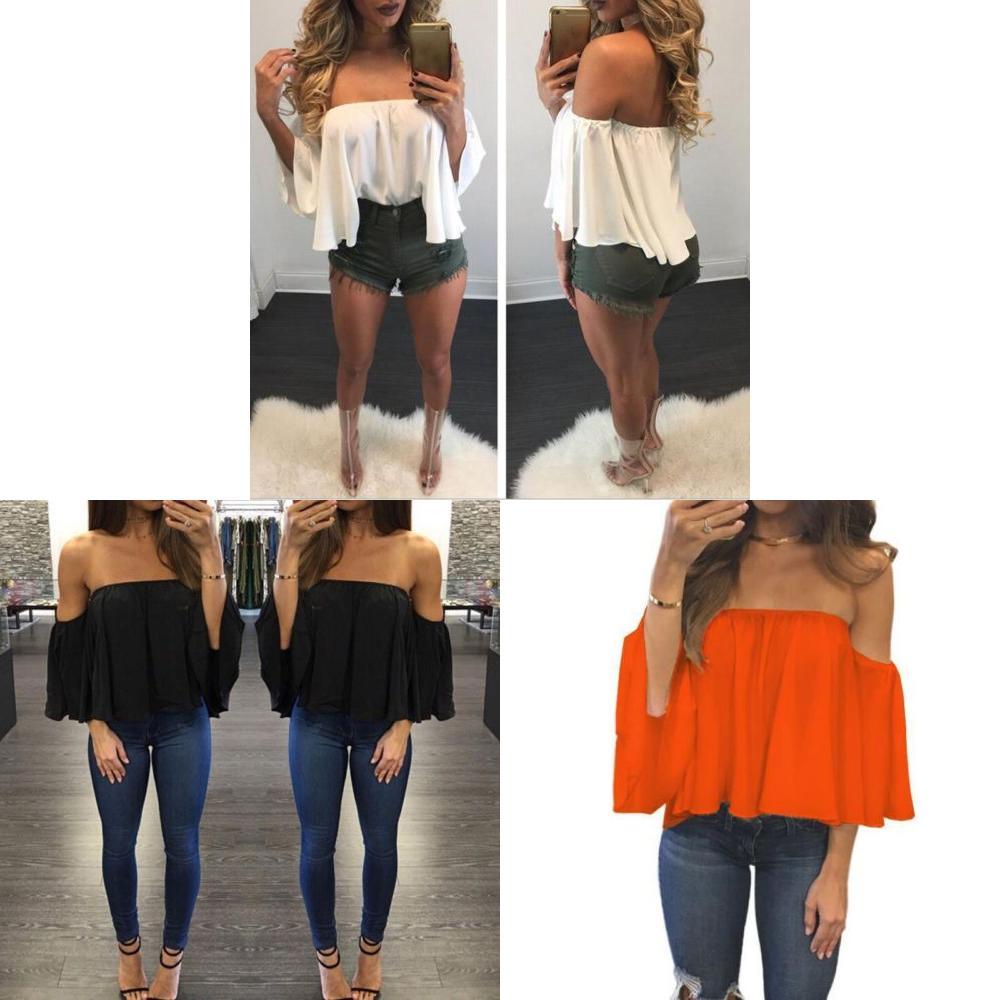 Premium Quality Fashion Women's Summer Off Shoulder Long Sleeve Casual Blouse