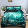 Halloween Horror Pumpkin King Queen Duvet Cover Night Witch Bedding Set Bat Moon Quilt Cover 2/3Pcs Polyester Comforter Cover