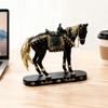Retro Horse Statue Desktop Artistic Horse Figurine with Base Golden Painted Resin Horse Sculpture