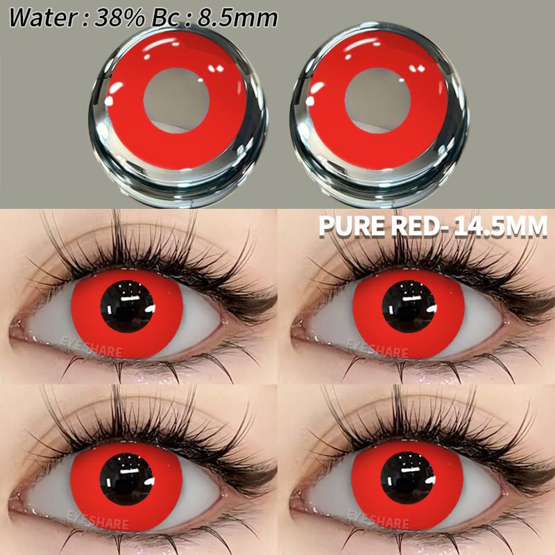 Eyeshare 1 Pair Red Cosplay Contact Lenses for Eyes Halloween Eye Makeup Lens Crazy Cosplay Party Accessories