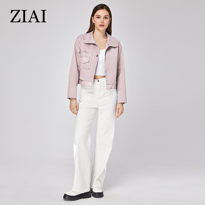 ZIAI женские пальто 2023, весенняя новая короткая верхняя одежда, офисный модный стиль, повседневная женская куртка из искусственной кожи высокого качества ZS-20349