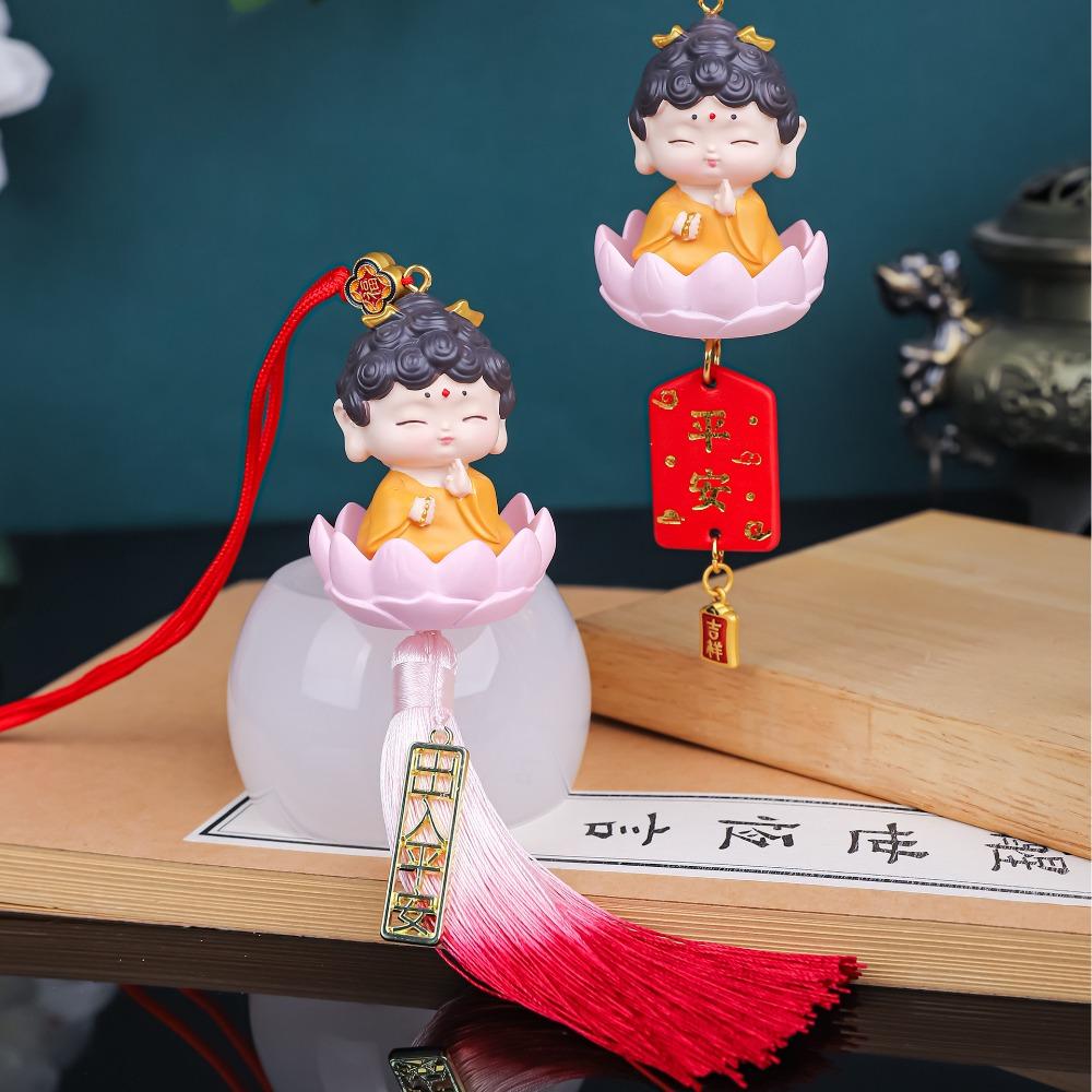 Мини-статуэтки Будды из смолы, милые фигурки Будды из мультфильмов, украшение для салона автомобиля