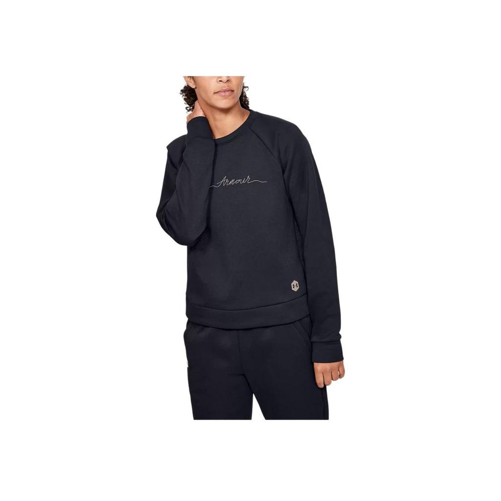 Under Armour Recovery Script пуловер с круглым вырезом и вышитыми буквами, свитшот с длинным рукавом, женские топы, черный цвет 1344169-001