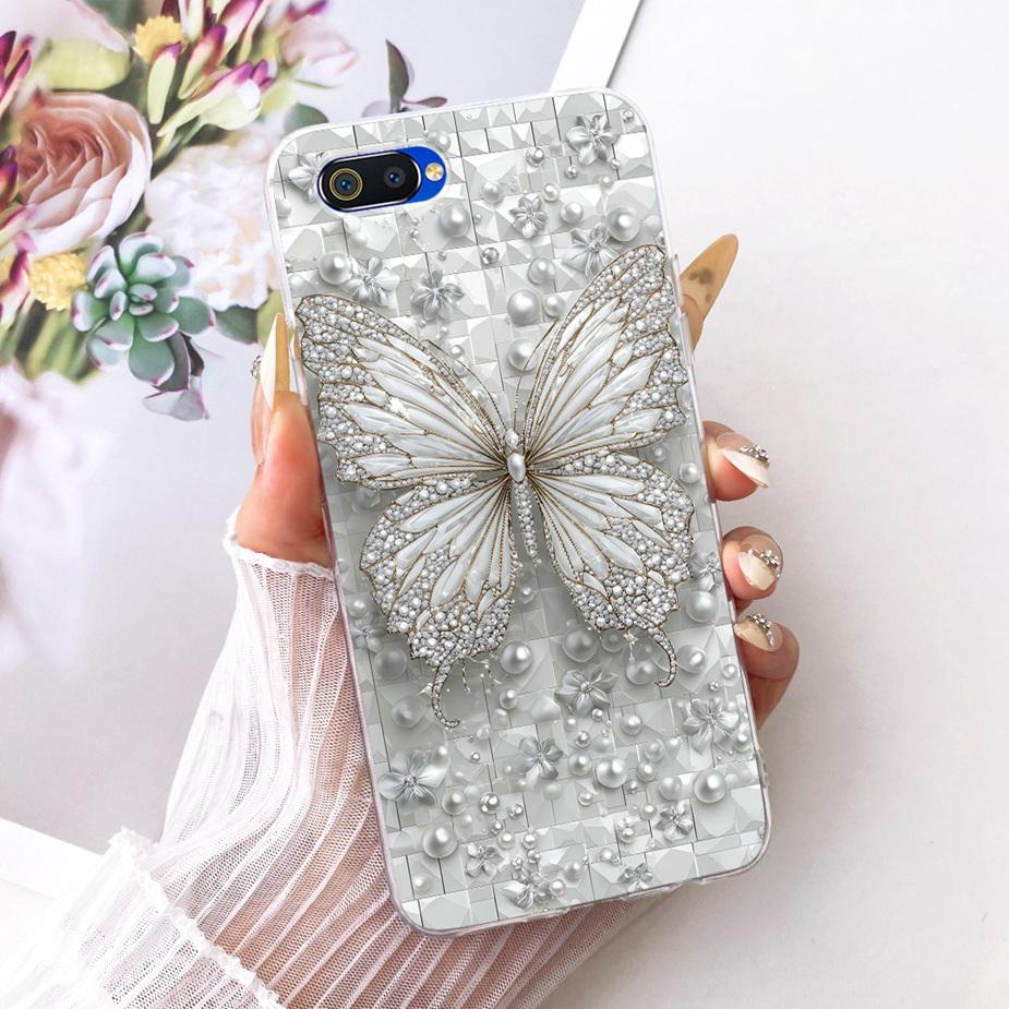 For Oppo A1k Case CPH1923 Luxury Flowers Butterfly Painted Cover Soft Silicone Case For Realme C2 RMX1941 OppoA1k RealmeC2 Shell