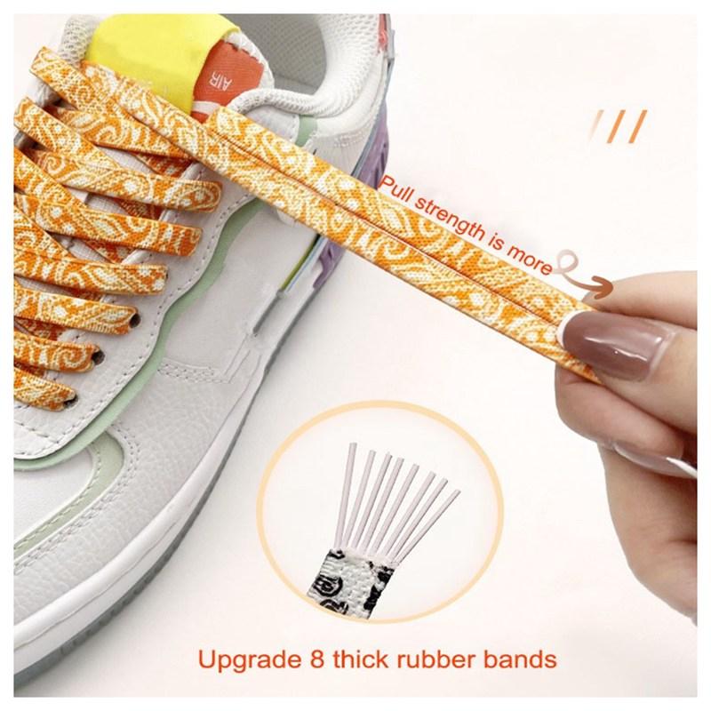 Новые эластичные шнурки с узором из цветков кешью для кроссовок, детские и взрослые, плоские шнурки 8 мм без завязок AF1/AJ, шнурки без завязок для обуви, аксессуары