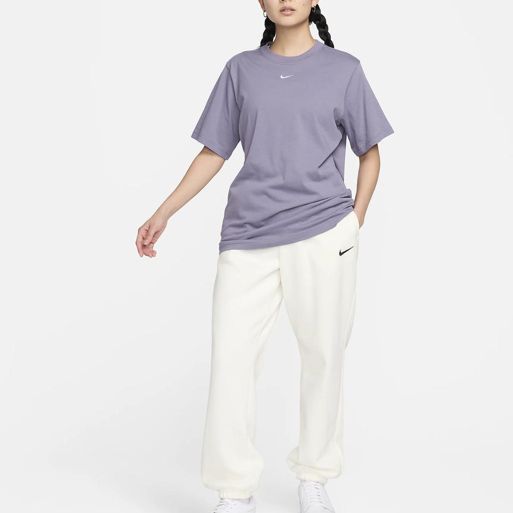 Nike Cotton Embroidered Loose Simple Sports Casual Dopamine Short Sleeve Drop Shoulder T-Shirt Women T-Shirt Purple FD4150-509
