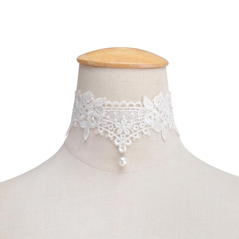 Choker Necklaces Pearl Gland Tatouage Choker Collier Noir Dentelle Choker Collier Vintage Bijoux Jewelry