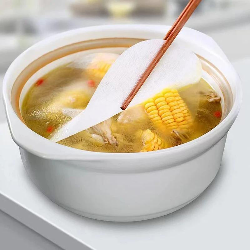 100 шт. Впитывающая бумага для кухни, Круглая пленка для супа и жареного, Бумага для промакивания еды, Фильтровальная бумага для удаления жирной пены при приготовлении жареной пищи