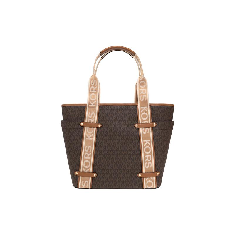 MICHAEL KORS Casual Metal Logo Stud Tote Bag Tote Bag Shopping Bag Canvas Shoulder Handbag Women's Brown
