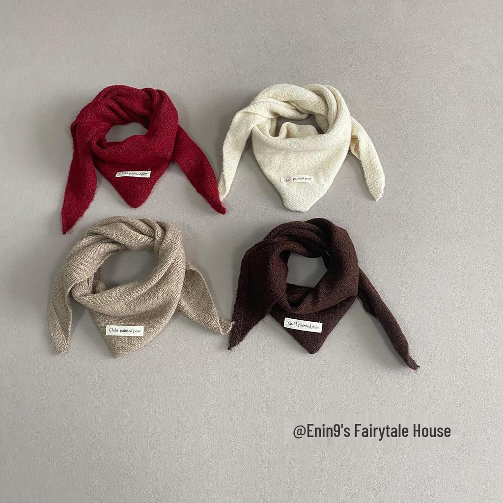 Унисекс Вязаный Шерстяной Шарф для Детей - Теплый, Ветрозащитный, Дизайн в виде Перекрещенного Треугольника для Осени и Зимы