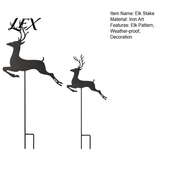 Holiday Decorative Stakes 2Pcs/Set Christmas Elk Garden Stake, Black Reindeer Silhouette Yard Art, Leaping Deer Ground Stake Flower Bed Sign