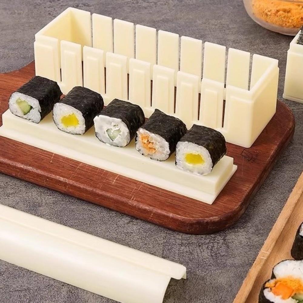 Plastic Sushi Maker Kit Round Square Heart Anti-stick Sushi Making Tools Multifunctional DIY Kimbap Sushi Rolls Mold