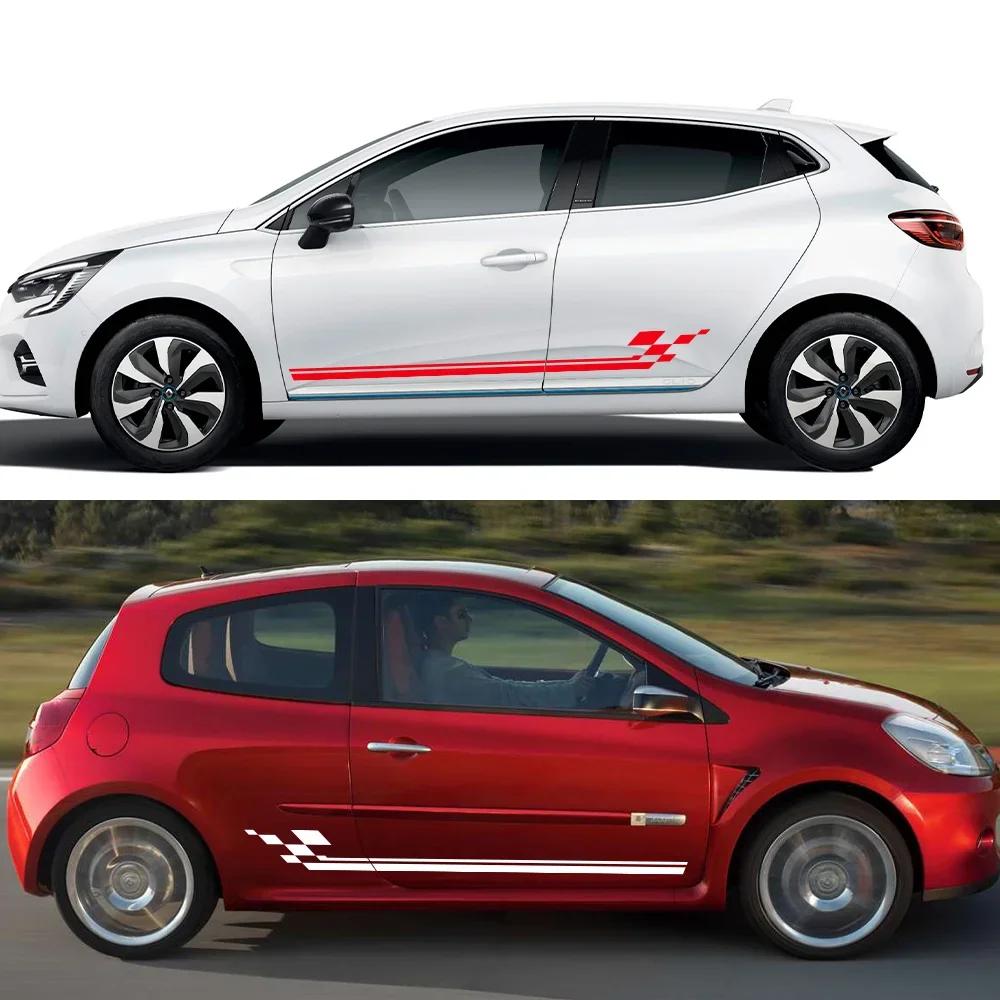 2 шт. Наклейки на пороги в гоночном стиле для автомобиля Renault Clio RS R.S. 18 4 5 2012-2024 Пленочные наклейки из ПВХ Аксессуары для тюнинга автомобилей