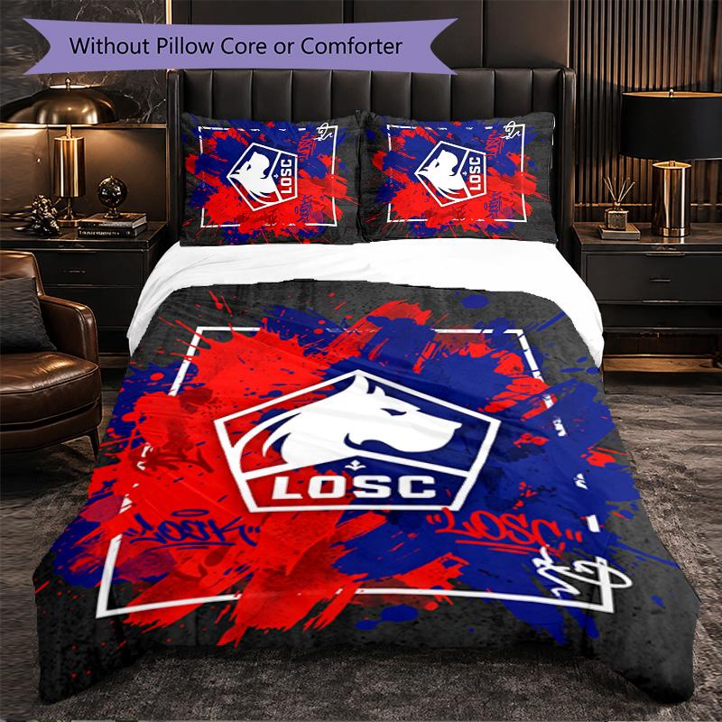 LOSC Lille FC Themed Bedding 3Pcs Duvet Cover Set Decorative Bed Linen For Teen Room Home Decoration