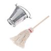 2 Pcs/Set Scale 1:12 Dollhouse Kitchen Garden Mop Bucket Creative Toys Gifts