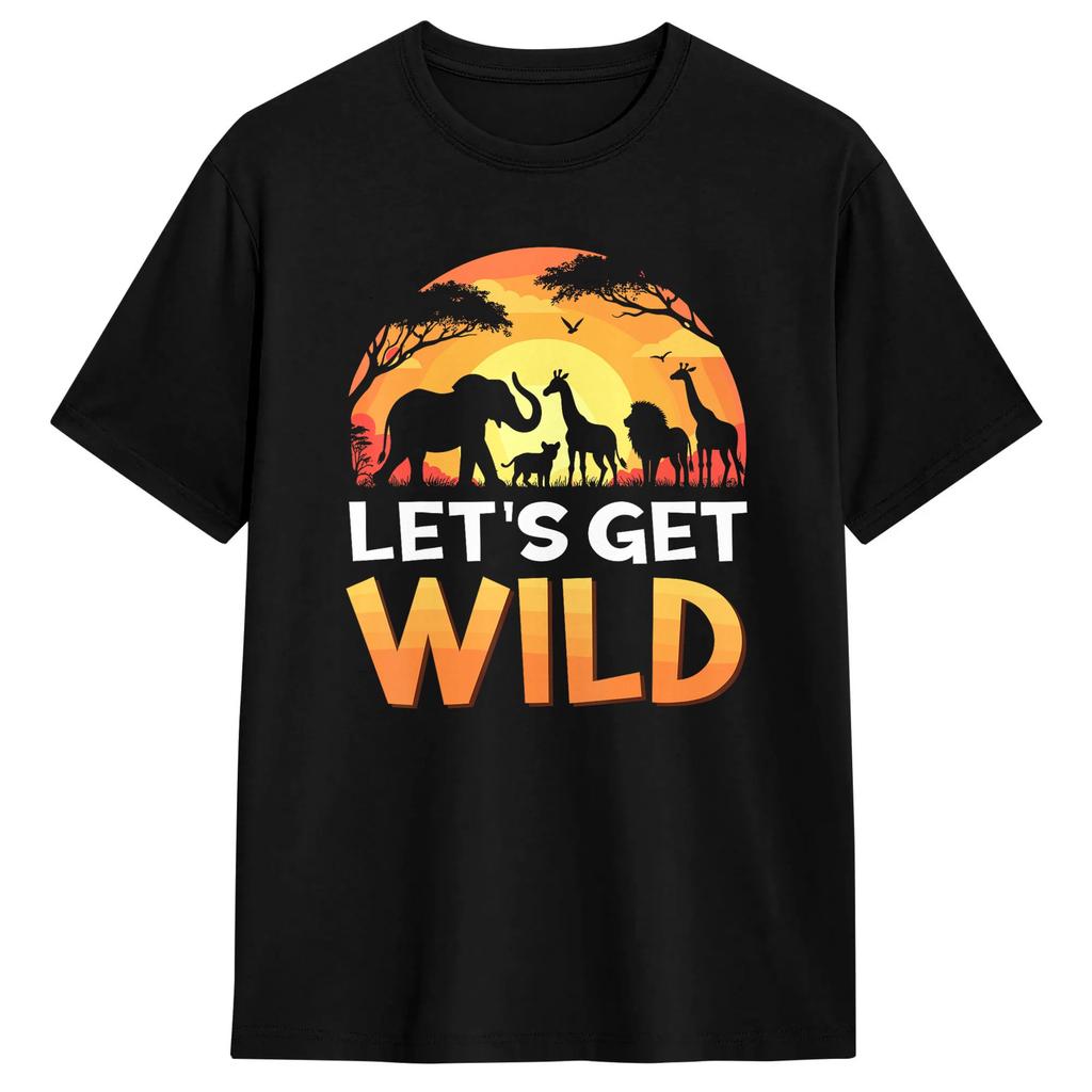 Let's Get Wild Zoo Animals Sunset Wildlife Matching Safari T Shirt Summer Cotton T Shirts For Couple Harajuku Print Tshirt