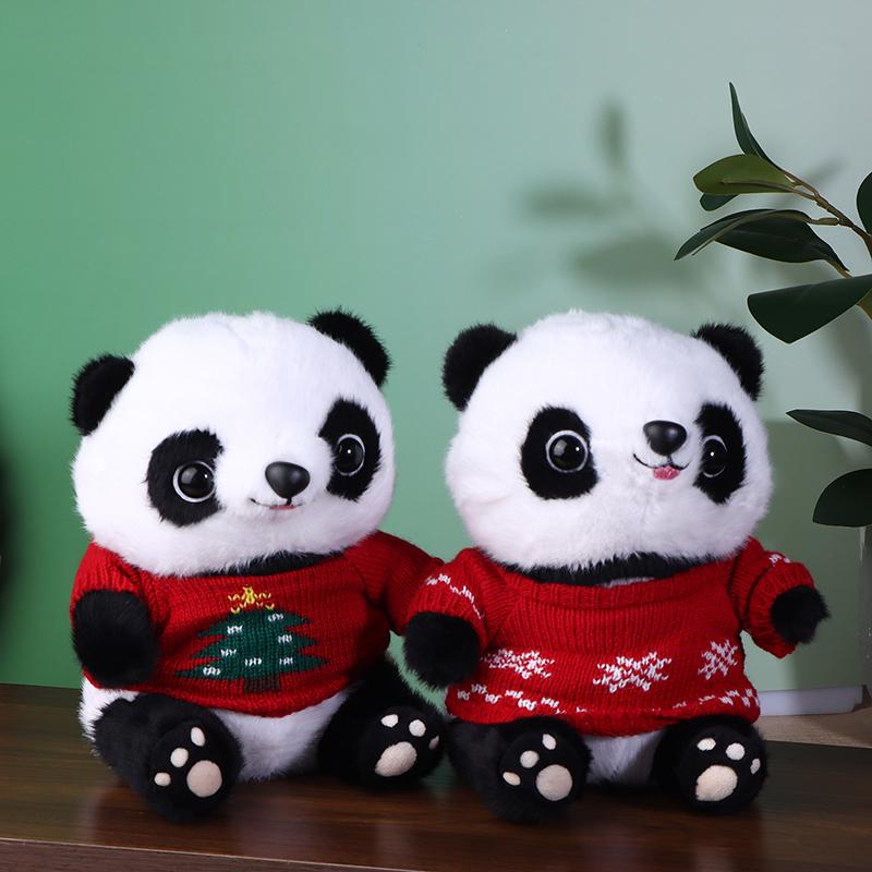 Рождественская милая и мягкая кукла-панда Каваи плюшевая имитация чучела животного игрушка для детских игр подарок на день рождения