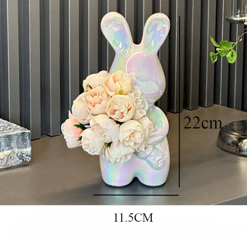 Креативное искусство, держащее вазу с кроликом, роскошная ваза, украшения для гостиной, цветочная композиция, украшение рабочего стола, подарок на новоселье