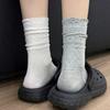 Japanese Lace Socks Children'S Medium Tube Socks Spring And Summer Thin Korean Ballet Style Stacking Socks Rhombus Dark Pattern Versatile Stockings