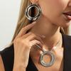 Модный нерегулярный круглый кулон, набор украшений, золото, серебро, цвет, полый, ожерелье, серьги для женщин, Ins, легкая роскошь, очаровательные украшения, подарок