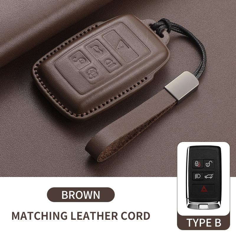 Leather Car Remote Key Case For Land Rover Range Rover Sport Evoque Freelander Velar Discovery 4 Auto Key Shell Fob Keychain