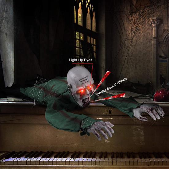 Хэллоуин ползающий призрак украшение реалистичный электрический скелет декор со страшным звуком светящийся