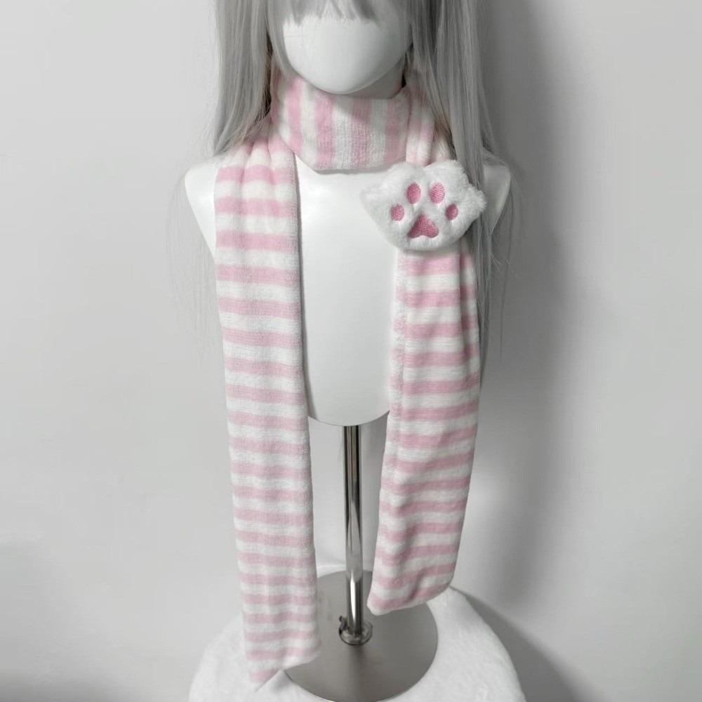 Winter Cat Paw Scarf Y2K Stripe Scarf Fashion Knitted Scarf Party